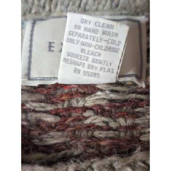 Vtg Express Tricot hand knit southwestern grandpa Aztec oversized sweater Lg - Picture 6 of 8